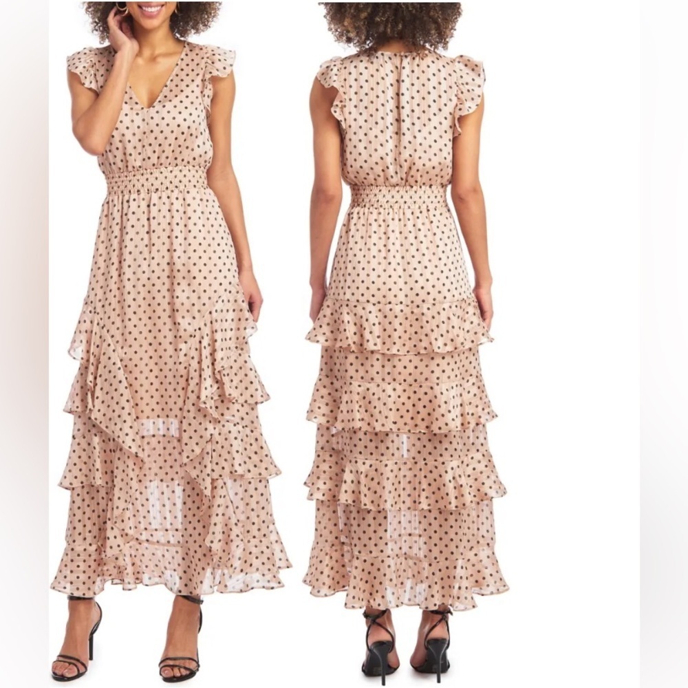 Rachel Rachel Roy Ruffled Polka Dot Tiered Maxi Dress Size 14